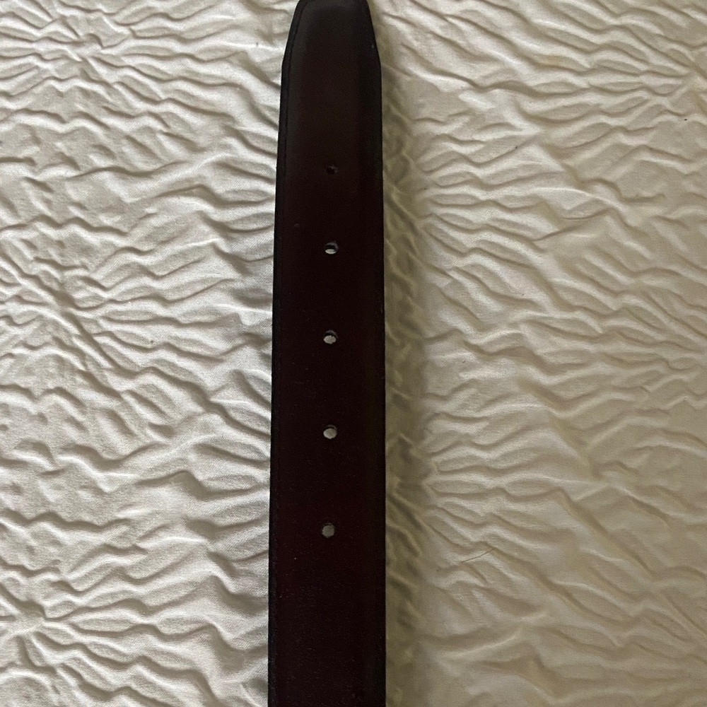 Yves Saint Laurent Dark Red Leather Belt with Silver Buckle - Picture 7 of 9